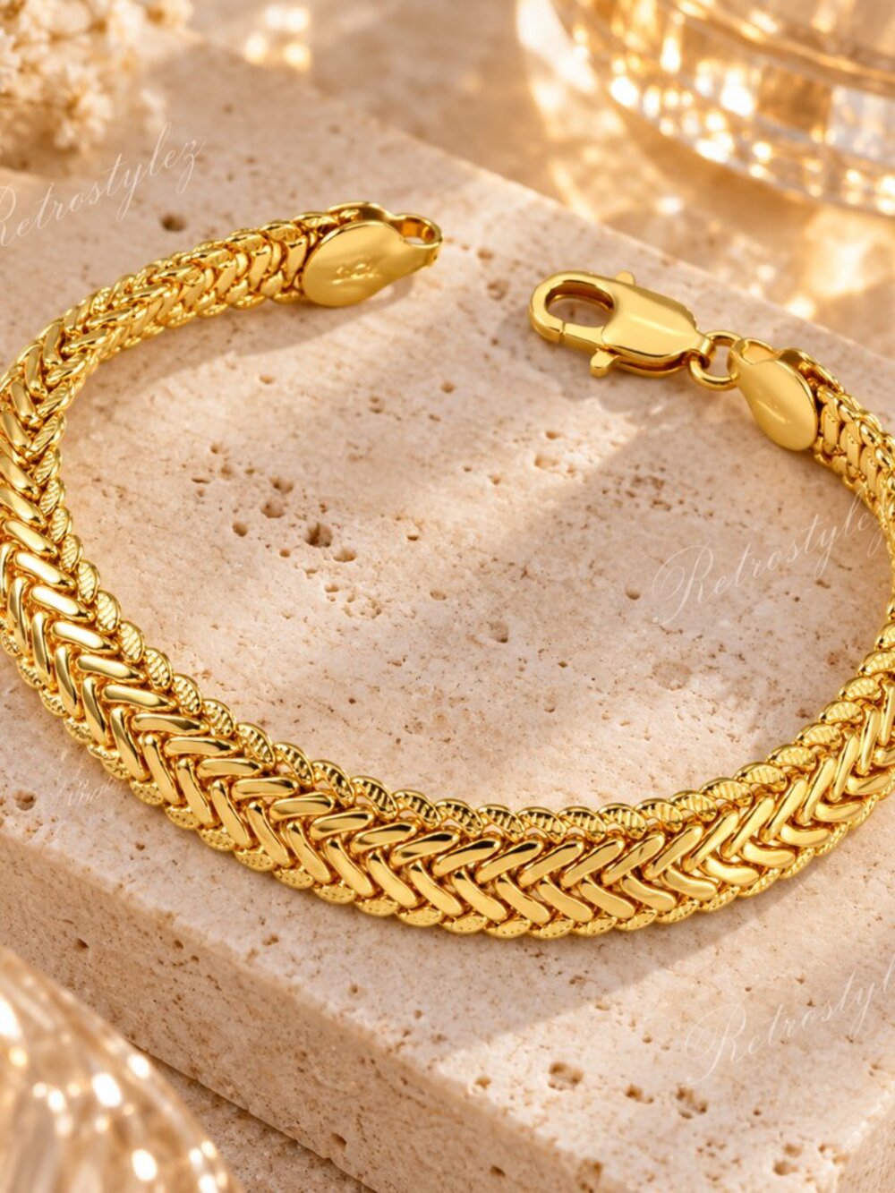 8" Womens 18K Gold Chain Link Style Bracelet New 18 K Silver Stamped Jewelry